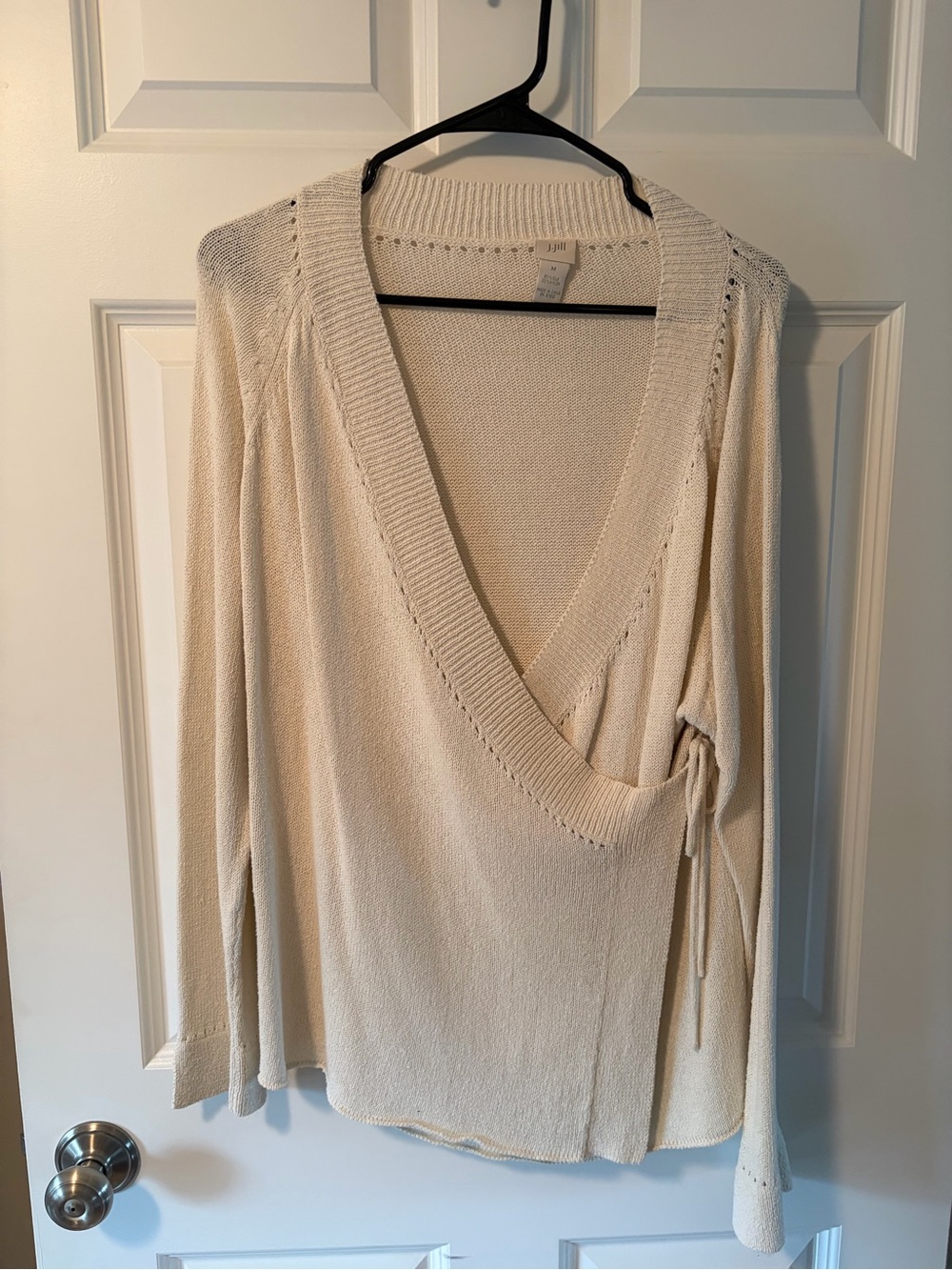 JJill Silk Cream Wrap-Style Women's Sweater